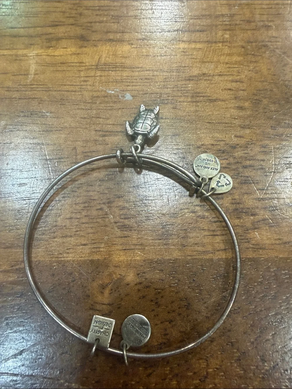 Alex and Ani Antiqued Gold Turtle Charm Expandable Bangle